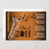 Graduation Party Invitation Music Trombone 2 Kaart (Voorkant / Achterkant)