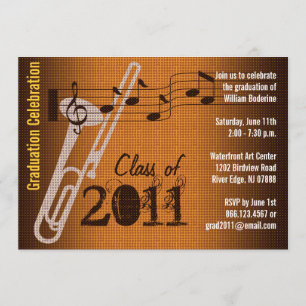 Graduation Party Invitation Music Trombone 2 Kaart