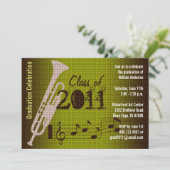 Graduation Party Invitation Music Trumpet Kaart (Staand voorkant)