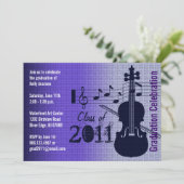 Graduation Party Invitation Music Violin Kaart (Staand voorkant)
