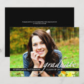 Graduation Party Invitation Photo and Script Kaart (Voorkant / Achterkant)