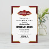 Graduation Party Invitation Red Retro Inspired  Kaart (Staand voorkant)