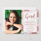 Graduation Party Invitation, Roos Gold Kaart (Voorkant)