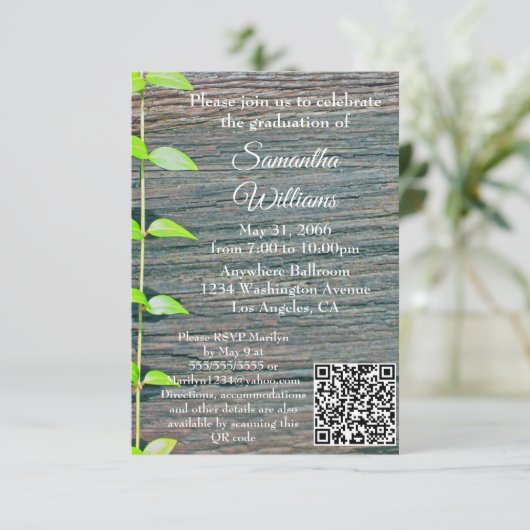 Graduation Party Invitation, Rustic Boards Card Kaart (Staand voorkant)