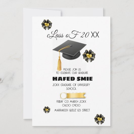 Graduation Party Invitation Sjabloon Bewerkbaar Af Kaart (Voorkant)