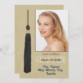 Graduation Party Invitation-Tassle Worth Hassle Kaart (Voorkant / Achterkant)