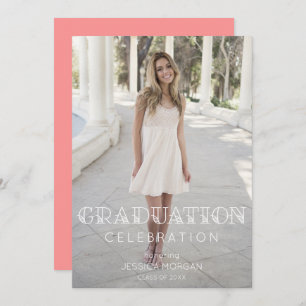 Graduation Party Invitation Trendy with Photo Kaart