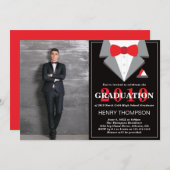 Graduation Party Invitation, Tuxedo Kaart (Voorkant / Achterkant)