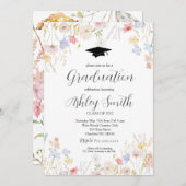 Graduation Party Invitation, Wildflower Afstuderen Kaart (Voorkant / Achterkant)