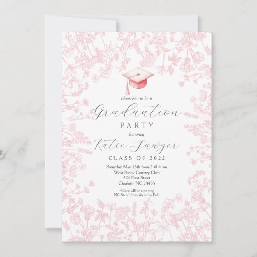 Graduation Party Invitation, Wildflower Afstuderen Kaart (Voorkant)