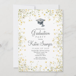 Graduation Party Invitation, Wildflower Afstuderen Kaart