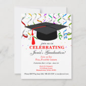GRADUATION Party Invitation with Black Pet (Voorkant)