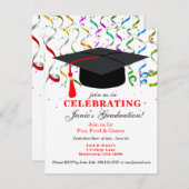 GRADUATION Party Invitation with Black Pet (Voorkant / Achterkant)