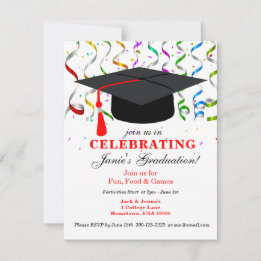 GRADUATION Party Invitation with Black Pet
