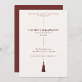 Graduation Party Invitation with Red Tassel Kaart (Voorkant / Achterkant)