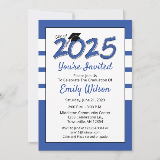 Graduation Party Invitation year 2023 blue Kaart (Voorkant)