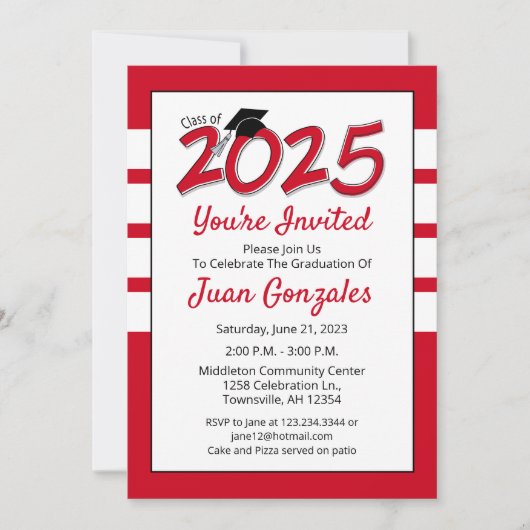 Graduation Party Invitation year 2023 red Kaart (Voorkant)