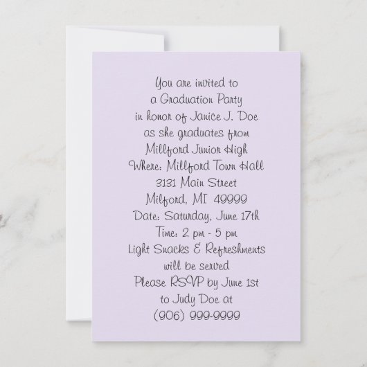  Graduation Party Invitations Rozen Dolls Kaart (Achterkant)