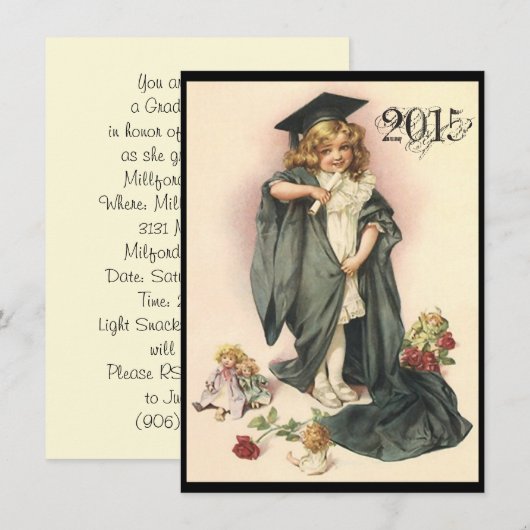 Graduation Party Invitations Rozen Dolls Kaart (Voorkant / Achterkant)