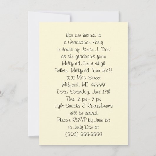 Graduation Party Invitations Rozen Dolls Kaart (Achterkant)