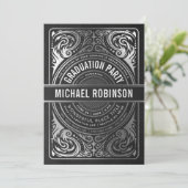 Graduation Party Invitations Silver Foil Foto Kaart (Staand voorkant)