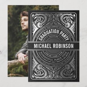 Graduation Party Invitations Silver Foil Foto Kaart