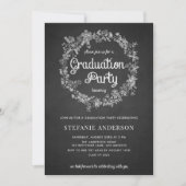 Graduation Party Invite- Floral Wreath Chalkboard Kaart (Voorkant)