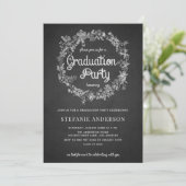 Graduation Party Invite- Floral Wreath Chalkboard Kaart (Staand voorkant)