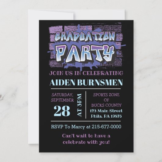 GRADUATION Party INVITE Graffiti Brick Wall Party Kaart (Voorkant)