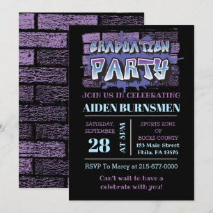 GRADUATION Party INVITE Graffiti Brick Wall Party Kaart