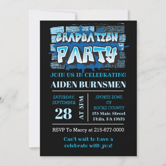GRADUATION Party INVITE Graffiti Brick Wall Party Kaart (Voorkant)