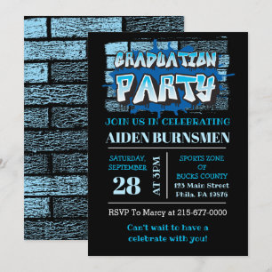 GRADUATION Party INVITE Graffiti Brick Wall Party Kaart