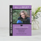 Graduation Party Invite-Paars-2 Kaart (Staand voorkant)