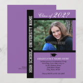 Graduation Party Invite-Paars-2 Kaart (Voorkant / Achterkant)