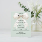 Graduation party ivory bow green 2026 invitation (Staand voorkant)