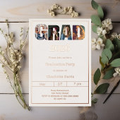 Graduation party ivory rose gold grad photo luxury folie uitnodiging