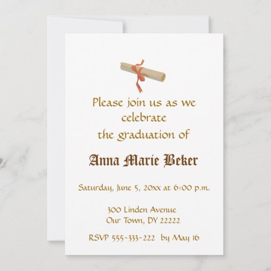 Graduation Party. Kaart (Achterkant)