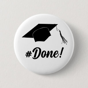 Graduation party knop met zwart afstuderen pet ronde button 5,7 cm