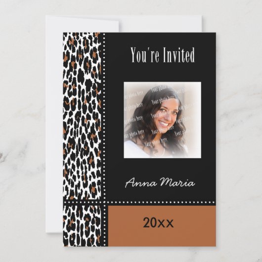 Graduation Party Leopard Invitation Kaart (Voorkant)