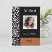 Graduation Party Leopard Invitation Kaart (Staand voorkant)