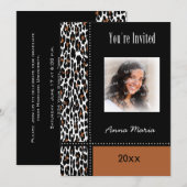 Graduation Party Leopard Invitation Kaart (Voorkant / Achterkant)