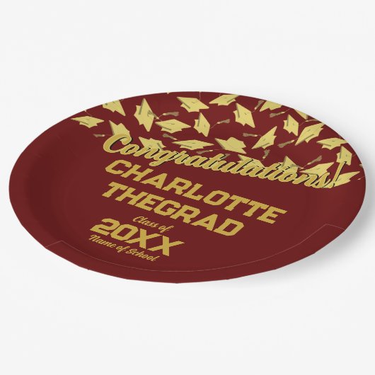 Graduation Party Levert Gepersonaliseerd Maroon Go Papieren Bordje (Gekanteld)