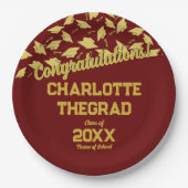 Graduation Party Levert Gepersonaliseerd Maroon Go Papieren Bordje (Voorkant)