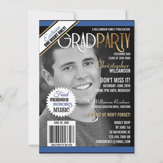 Graduation Party Magazine Hoesje Invitation Kaart (Voorkant)