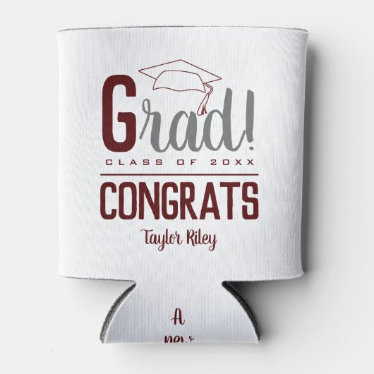 Graduation Party Maroon and Grey Blikjeskoeler (Voorkant)