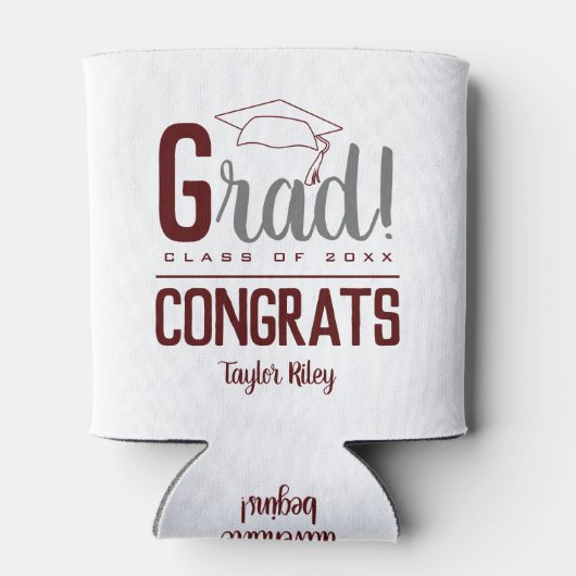 Graduation Party Maroon and Grey Blikjeskoeler (Achterkant)