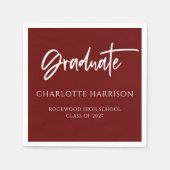 Graduation Party Maroon and White Script Napkins Servet (Voorkant)