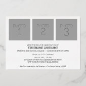 Graduation Party met 4 Foto's White en Gold Folie Uitnodiging (Achterkant)