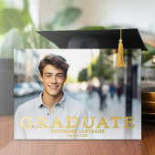 Graduation Party met 4 Foto's White en Gold Folie Uitnodiging