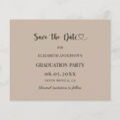 Graduation Party mocha beige Save the Date card (Achterkant)